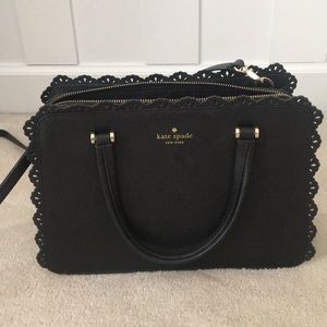 Kate Spade Black Leather Scallop Handbag